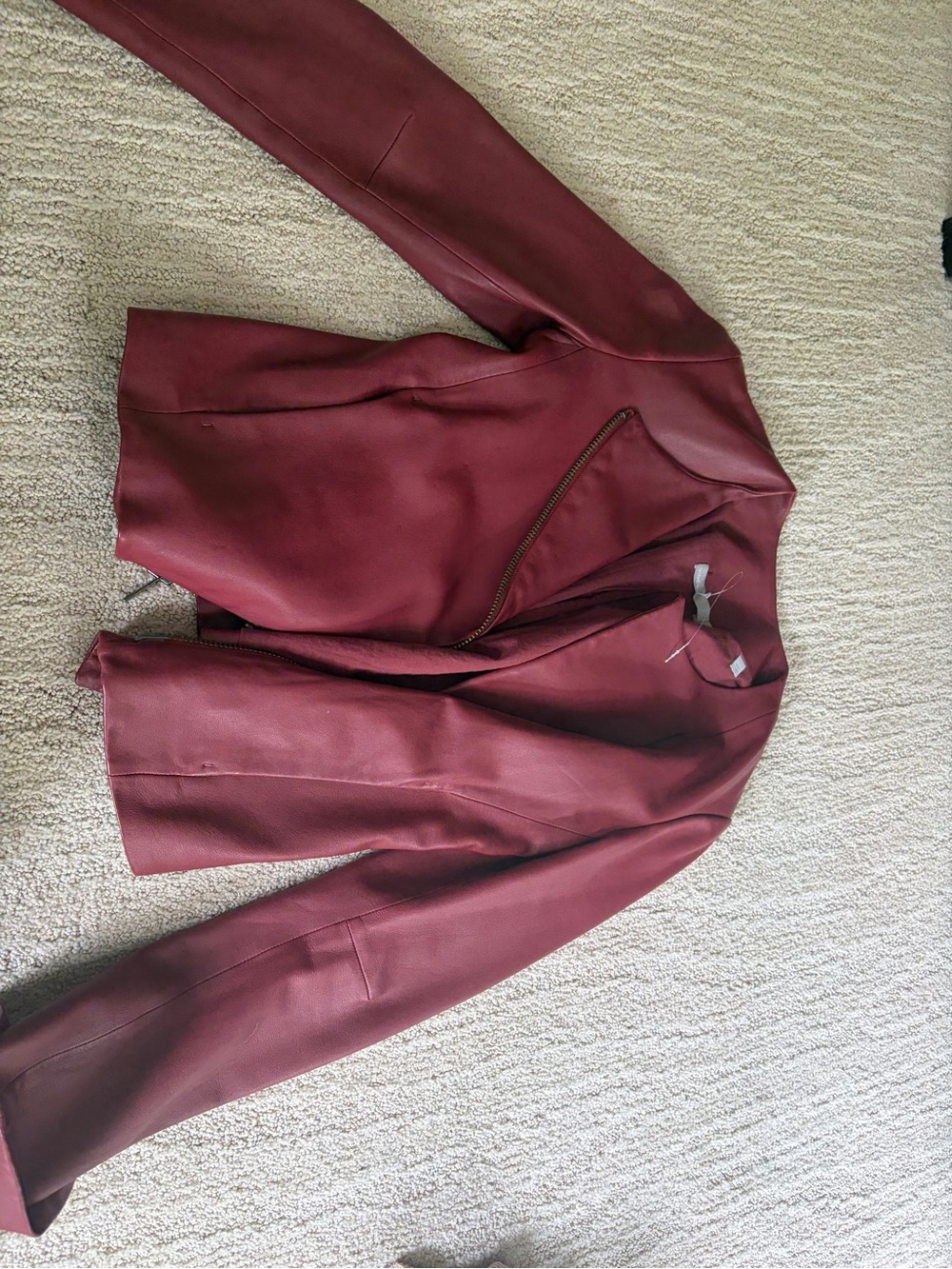 Theory Women's Wine Leather Zip-Front Jacket